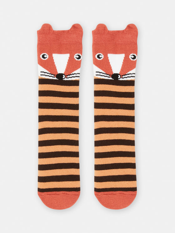 Orange and black striped socks for boys