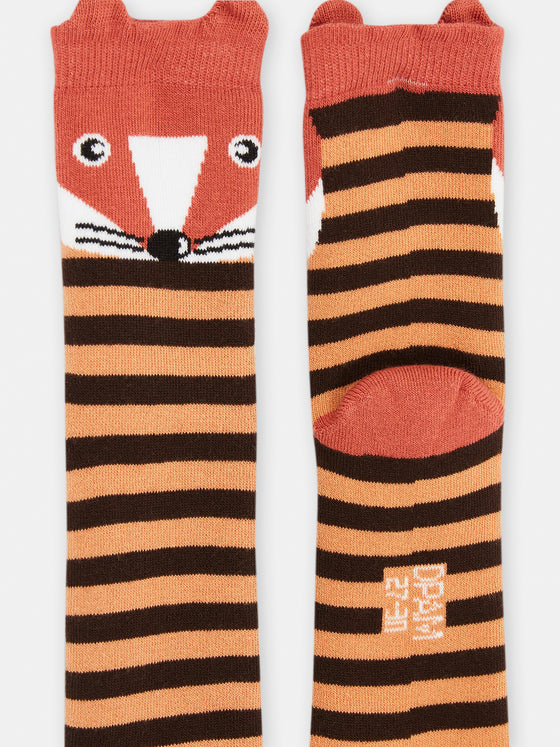 Orange and black striped socks for boys