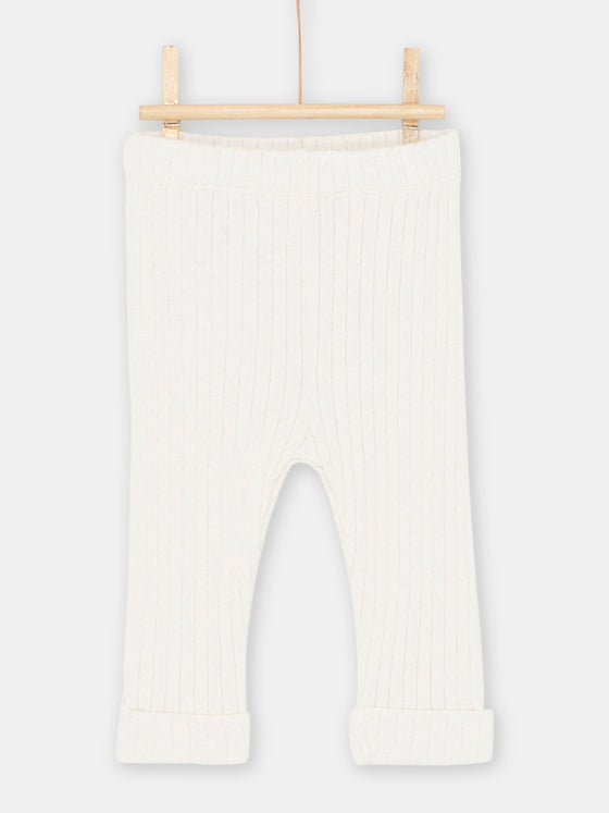 BABY GIRL LIGHT BEIGE RIBBED LEGGING