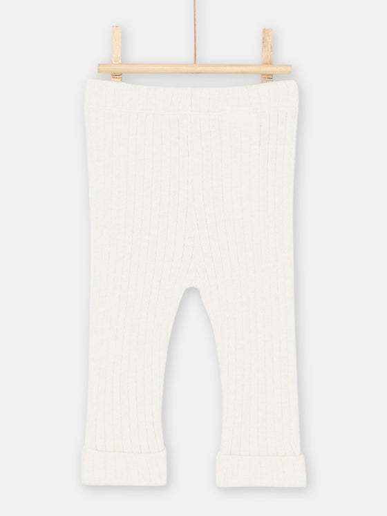 BABY GIRL LIGHT BEIGE RIBBED LEGGING