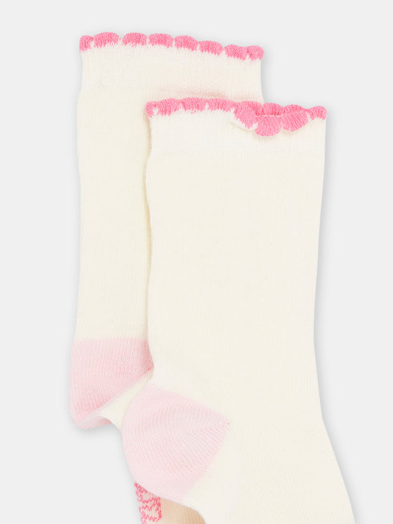 BABY GIRL ECRU SOCKS WITH HEDGEHOG DESIGN