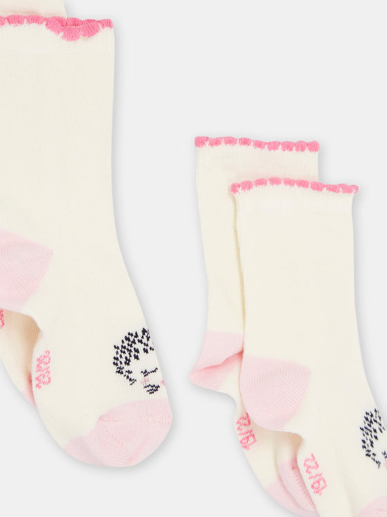 BABY GIRL ECRU SOCKS WITH HEDGEHOG DESIGN