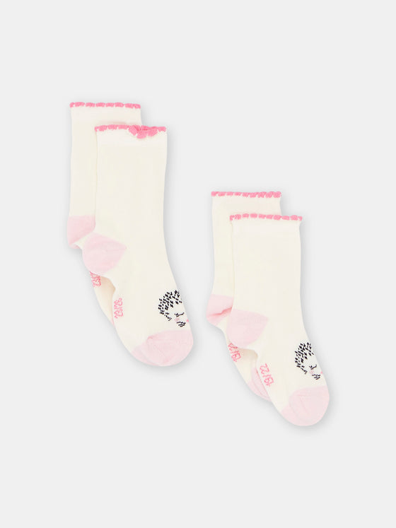 BABY GIRL ECRU SOCKS WITH HEDGEHOG DESIGN