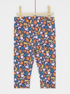 NAVY BLUE AND ORANGE LEGGINGS WITH FLORAL PRINT