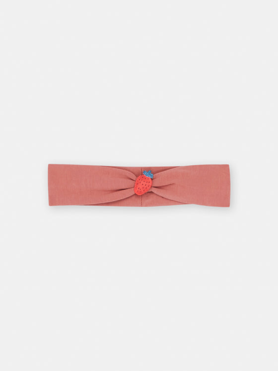 Pink blush headband with 3D strawberry motif