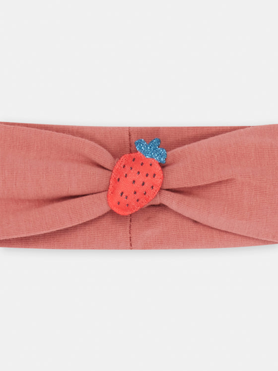 Pink blush headband with 3D strawberry motif