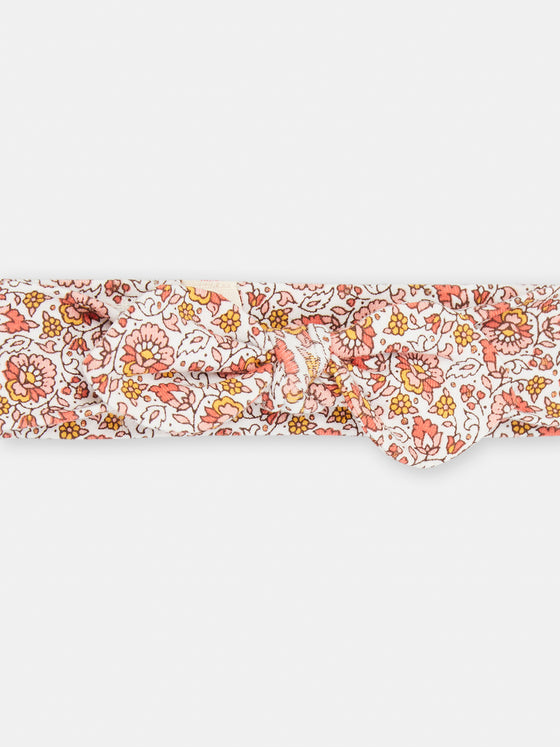 Ecru headband with floral print