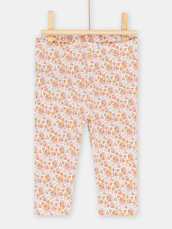 Ecru floral print legging