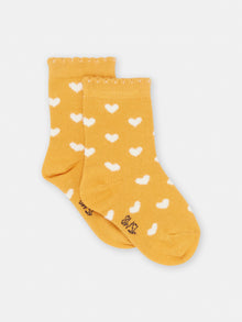  BABY GIRL YELLOW SOCKS WITH HEART PRINT