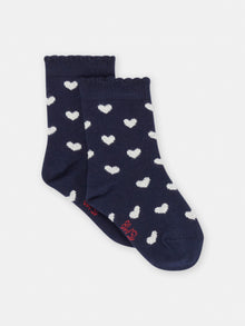  NAVY BLUE SOCKS WITH BABY GIRL HEART PRINT