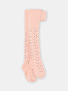 Baby girl tea-pink tights with floral print