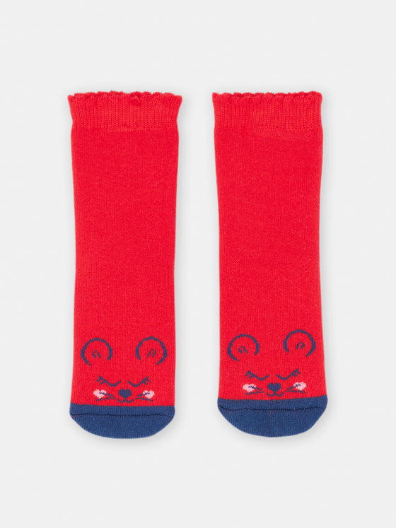 Red mouse socks for baby girls