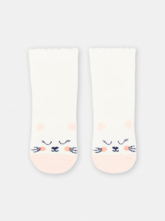 Baby girl ecru cat socks