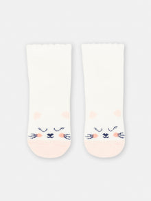  Baby girl ecru cat socks