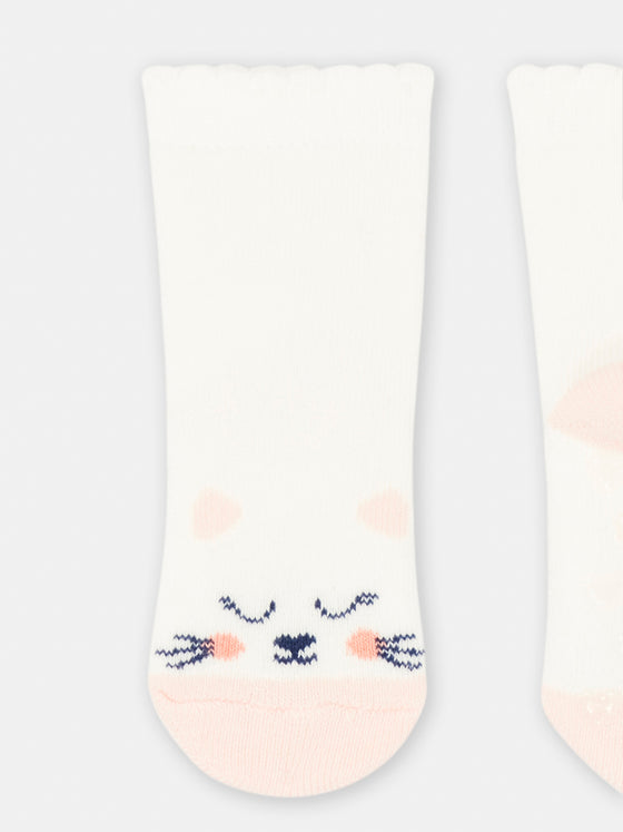 Baby girl ecru cat socks