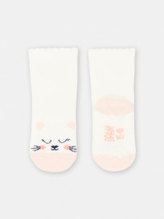 Baby girl ecru cat socks