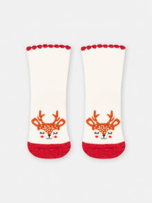  white socks with a red deer