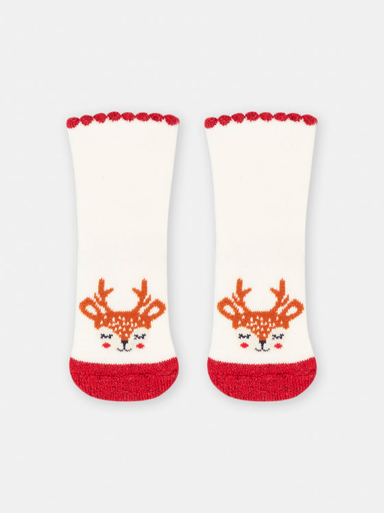 white socks with a red deer