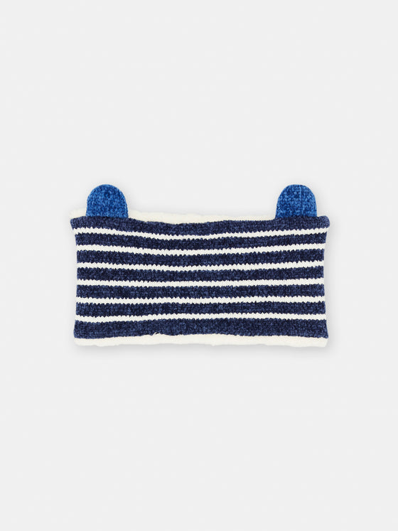 Blue neck warmer with stripes print
