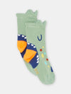 BOY GREEN SOCKS WITH DINOSAUR DESIGN