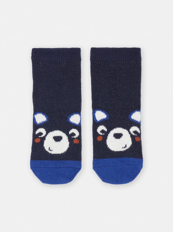 BABY BOY NAVY SOCKS WITH BEAR DESIGN