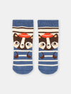 Baby Boy blue. brown and ecru striped print socks