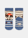 Baby Boy blue. brown and ecru striped print socks