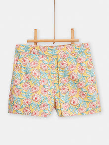  girls yellow flower print shorts