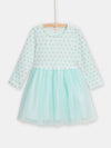 Girls water-green bi-material dress