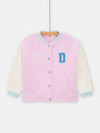 girls pink yellow and blue fleece teddy cardigan