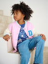 girls pink yellow and blue fleece teddy cardigan