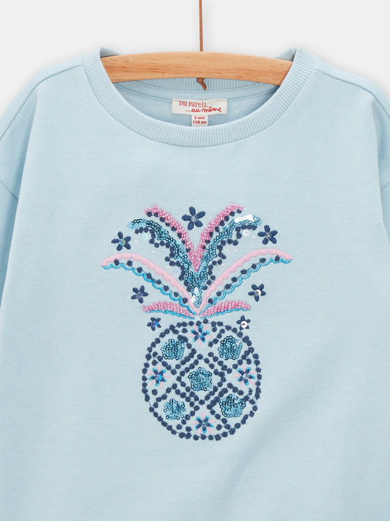 Girls light blue pineapple sweatshirt