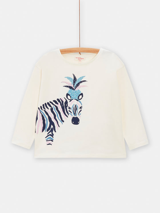 girls ecru zebra Tshirt