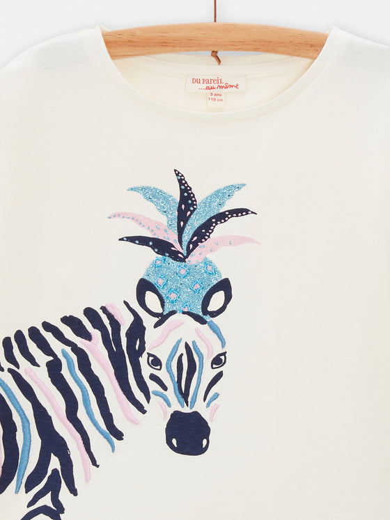 girls ecru zebra Tshirt