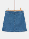 girls blue denim skirt with pink floral embroidery