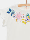 girls cream tshirt with floral pattern