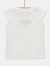 girls cream tshirt with rainbow pattern