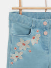 Short en denim clair avec broderie fleurie pour fille