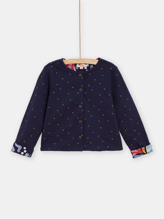 Girls water-green cardigan with floral embroidery