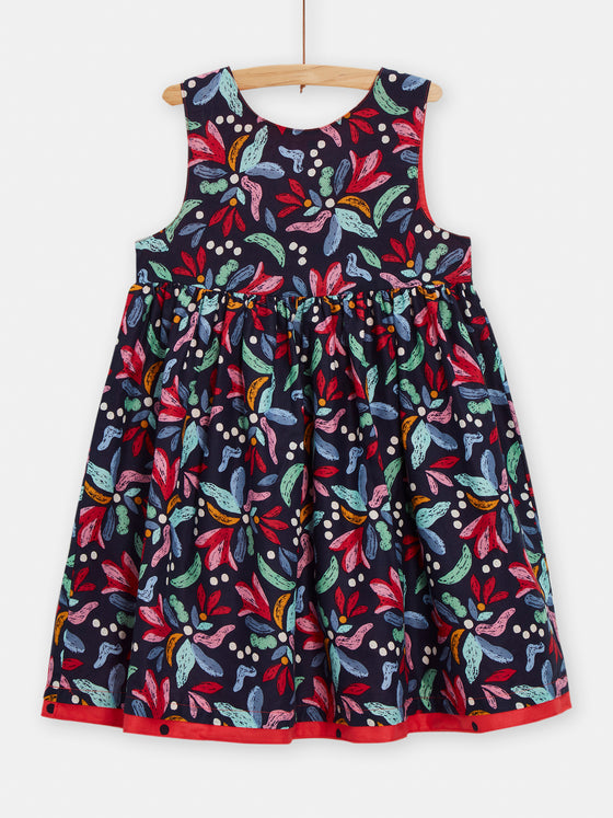 Reversible dress with low-cut back for girls