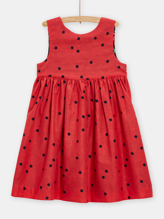 Reversible dress with low-cut back for girls