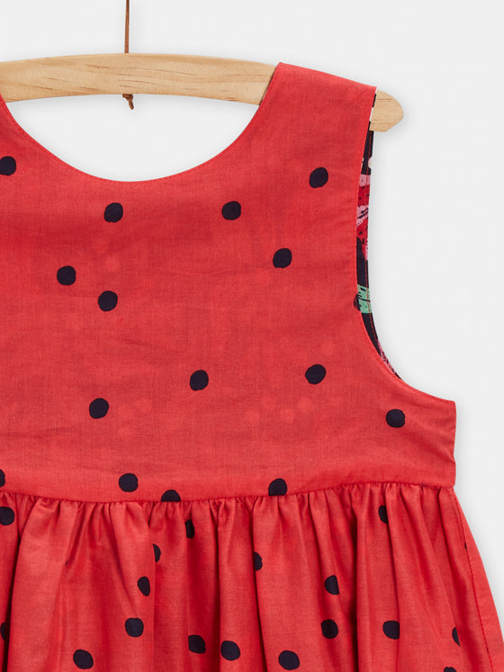 Reversible dress with low-cut back for girls