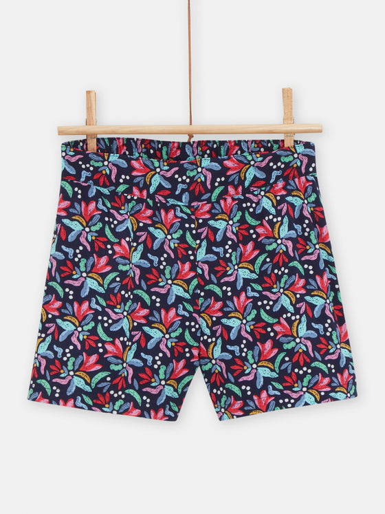 Short fluide imprime abstrait colore pour fille