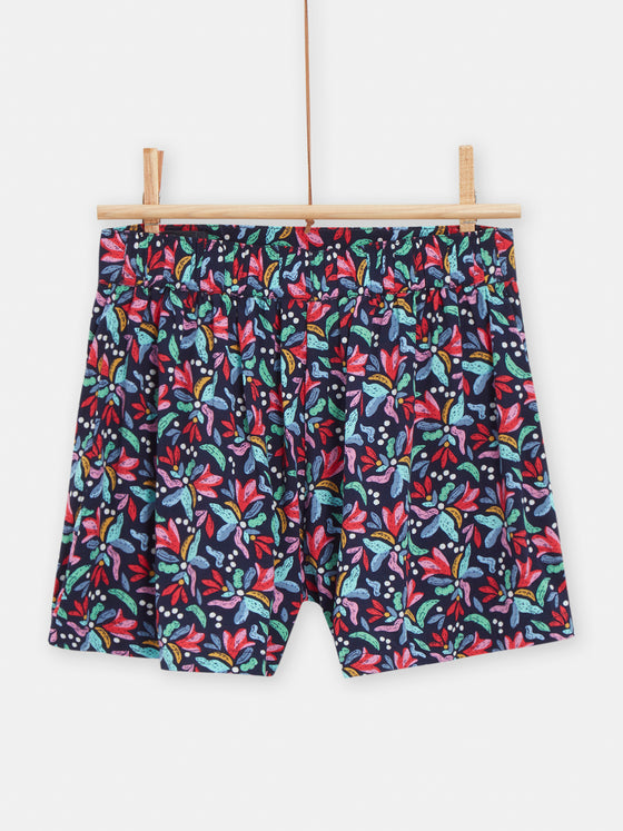 Short fluide imprime abstrait colore pour fille