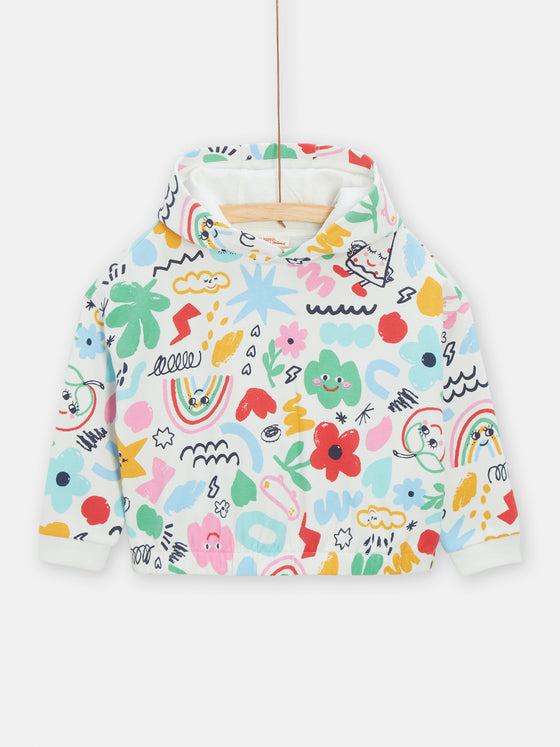 Sweat  capuche  imprime fantaisie pour fille