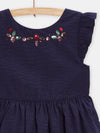 Girls dark blue dress with sequins and low-cut back