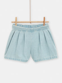  Short plisee en denim clair pour fille