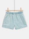 Short plisee en denim clair pour fille