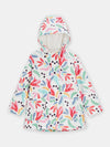 girls ecru raincoat with colorful fantasy print