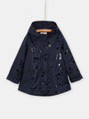 girls navy blue raincoat with cherry print